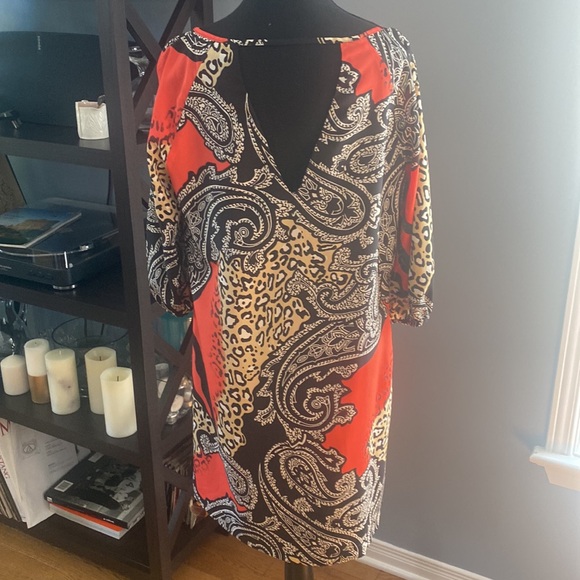 BIBA orange and black print tunic dress. UK16/US12 - Picture 2 of 5